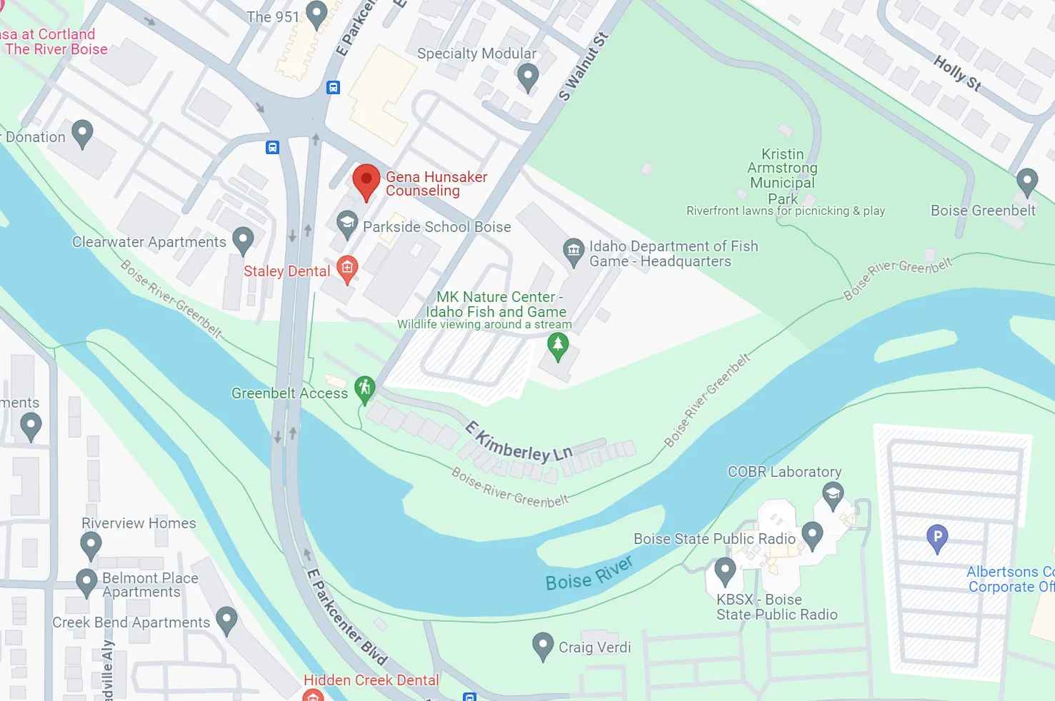 Map showing the office near the Boise River